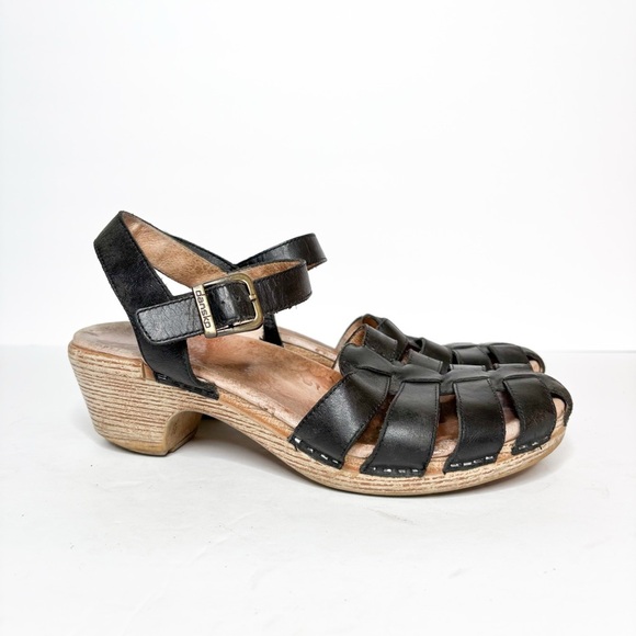 Dansko Milly Black Leather Women Sandals Fisherman Size 41 10 - Picture 3 of 6